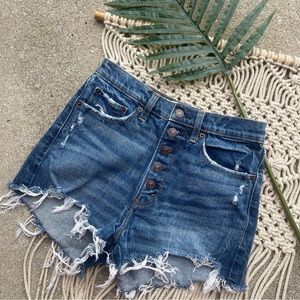 Abercrombie & Fitch Distressed Jean Shorts Size 25 / 0 - High Rise Mom Short